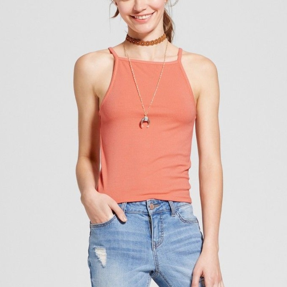 Mossimo Supply Coral Square Neck Crop Cami Top XS